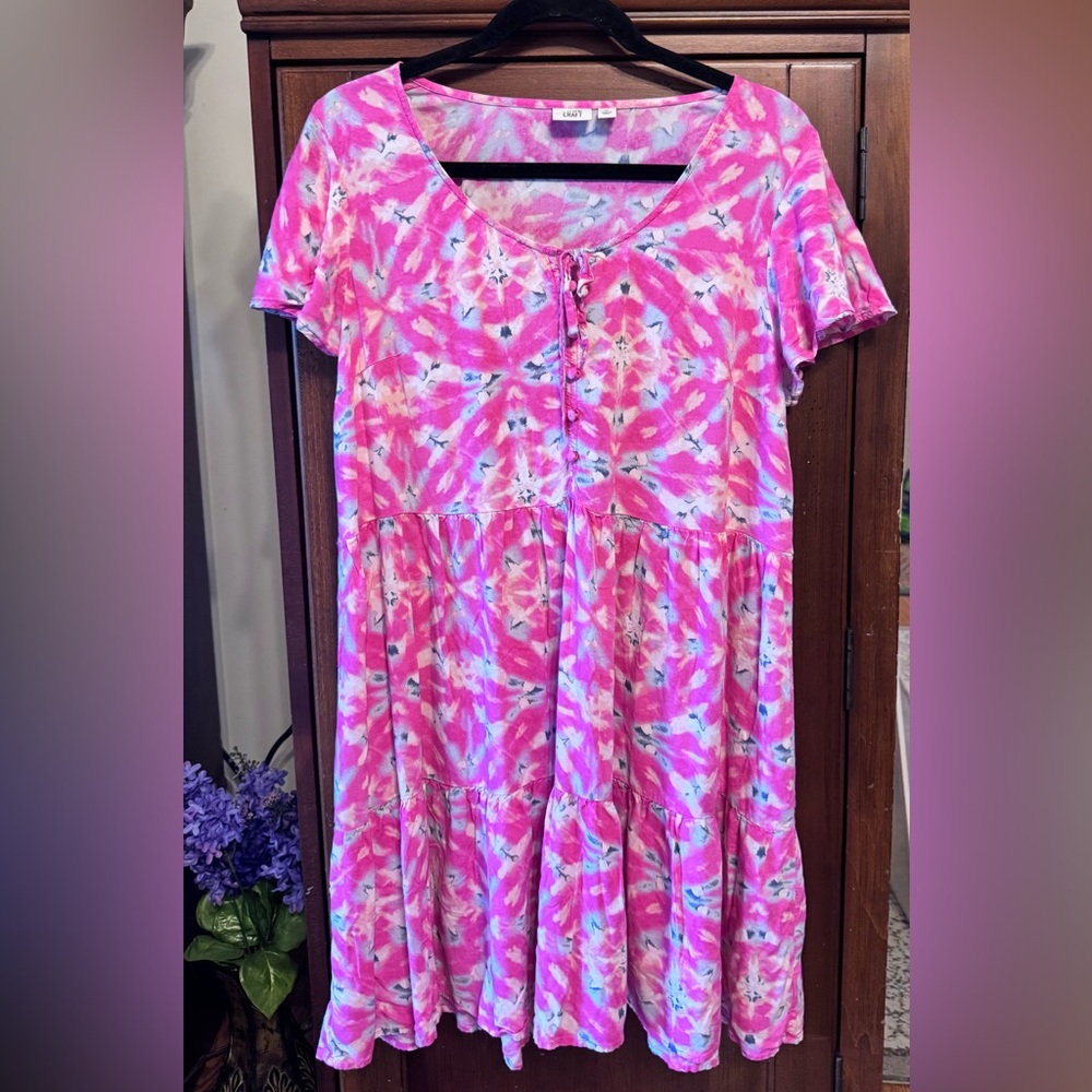 True Craft Pink Flutter Sleeve Sundress size XL